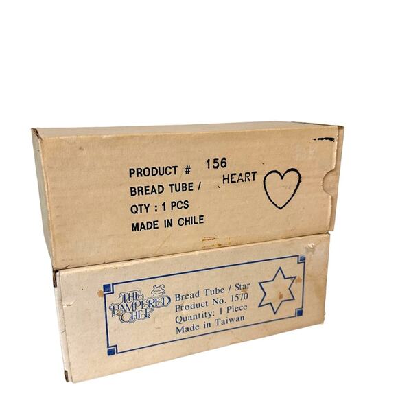 Pampered Chef Bread Tube New in Box Star Heart Discontinued Set of 2 Vintage - Picture 13 of 16